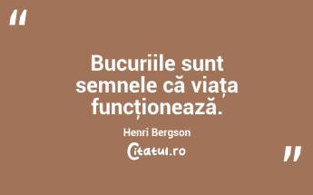 Bucuriile sunt semnele că viaţa funcţionează. Henri Bergson...