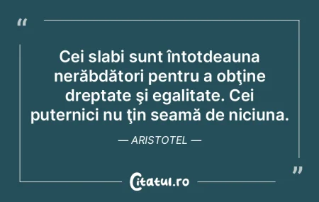 Pacea nu este absenţa războiului. Este...