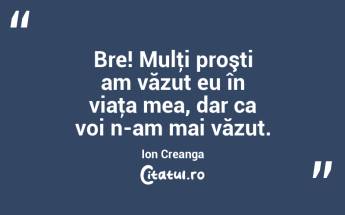 Bre! Mulţi proşti am văzut eu în viaţa mea, dar ca voi n-am mai văzut. Ion Creanga...