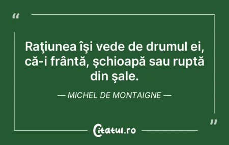 Raţiunea e o oală cu două toarte, pe ...