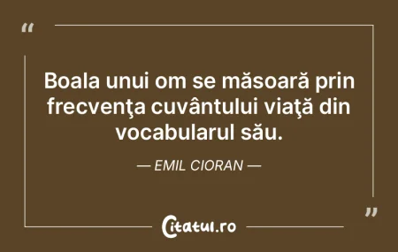 Boala ne proiectează în afara Speciei.... Boala ne proiectează în afara Speciei....