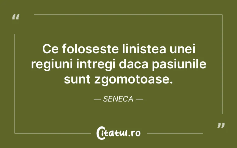 Ce foloseste linistea unei regiuni intregi daca pasiunile sunt zgomotoase. Seneca