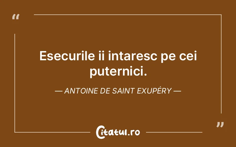 Esecurile ii intaresc pe cei puternici. Antoine de Saint Exupéry