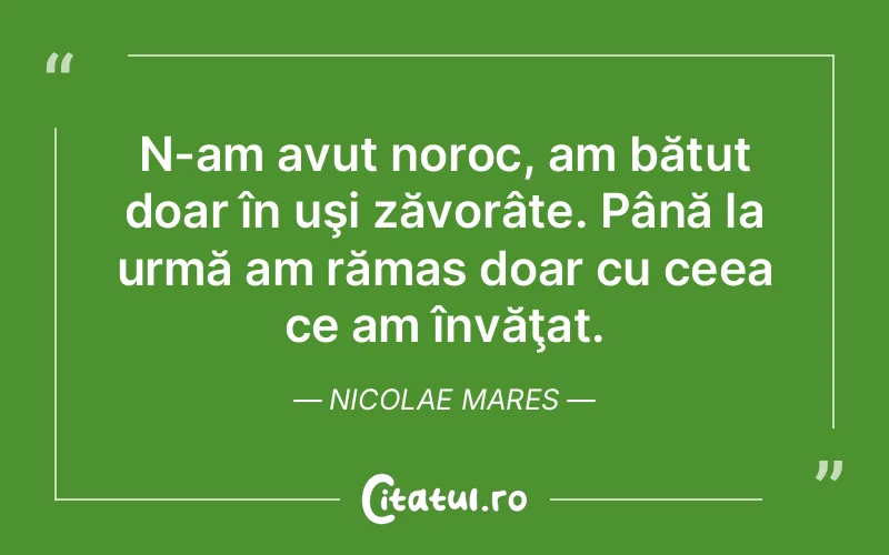 Citat Nicolae Mares - citate viata