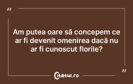 De-acum voi şti să mângâi florile, a...