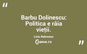 Barbu Dolinescu: Politica e râia vieţii. Liviu Rebreanu...