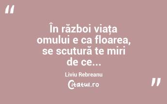 În război viaţa omului e ca floarea, se scutură te miri de ce... Liviu Rebreanu...