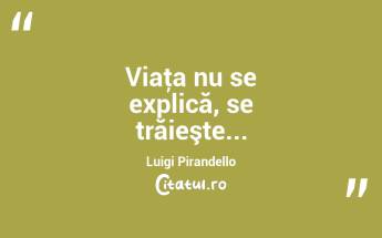 Viaţa nu se explică, se trăieşte... Luigi Pirandello...
