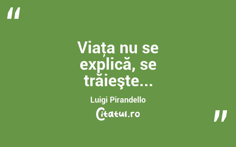 Viaţa nu se explică, se trăieşte... Luigi Pirandello
