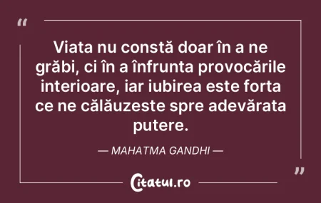 Viața nu constă doar în a ne grăbi, ... Viața nu constă doar în a ne grăbi, ...