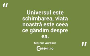 Universul este schimbarea, viaţa noastră este ceea ce gândim despre ea. Marcus Aurelius...