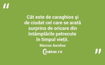 Cât este de caraghios şi de ciudat cel care se arată surprins de oricare din întâmplările petrecute în timpul vieţii. Marcus Aurelius...