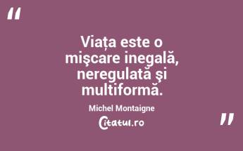 Viaţa este o mişcare inegală, neregulată şi multiformă. Michel Montaigne...