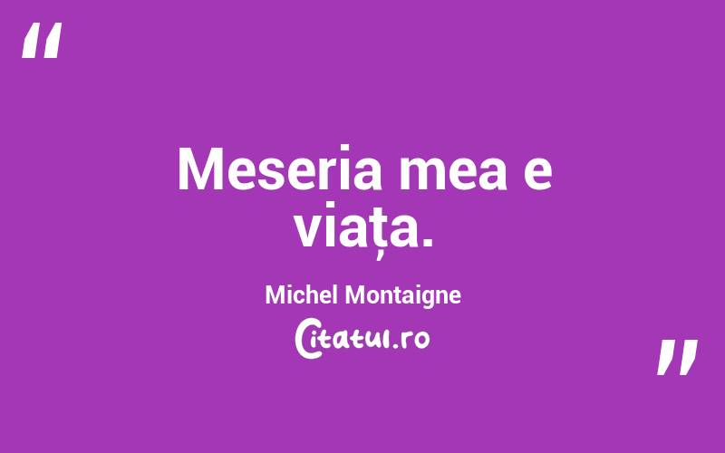 Meseria mea e viaţa. Michel Montaigne
