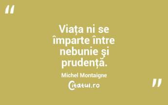 Viaţa ni se împarte între nebunie şi prudenţă. Michel Montaigne...