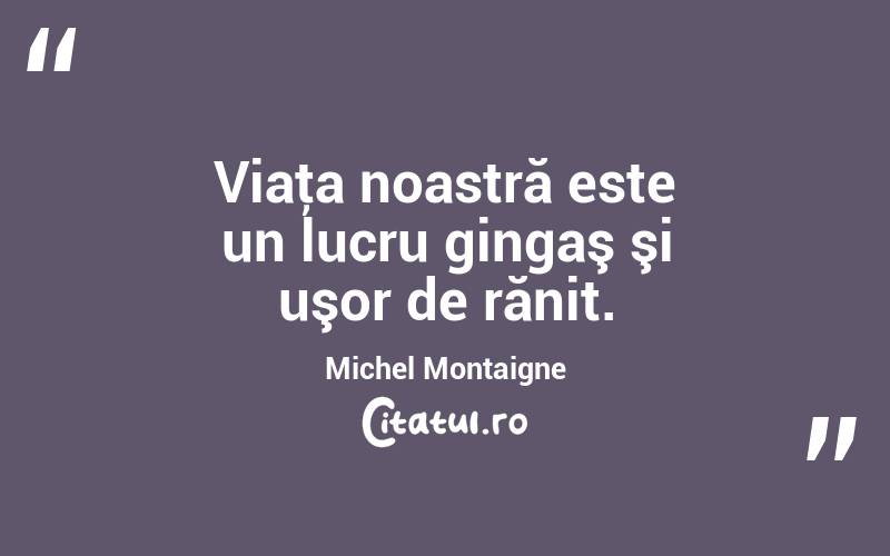 Viaţa noastră este un lucru gingaş şi uşor de rănit. Michel Montaigne
