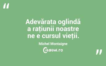 Adevărata oglindă a raţiunii noastre ne e cursul vieţii. Michel Montaigne...