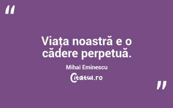 Viaţa noastră e o cădere perpetuă. Mihai Eminescu...