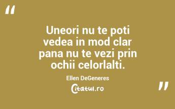 Uneori nu te poti vedea in mod clar pana nu te vezi prin ochii celorlalti.  Ellen DeGeneres...