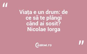 Viaţa e un drum: de ce să te plângi când ai sosit? Nicolae Iorga...