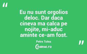 Eu nu sunt orgolios deloc. Dar daca cineva ma calca pe nojite, mi-aduc aminte ce-am fost.  Petre Tutea...