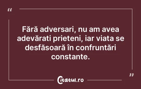 Fără adversari, nu am avea adevărați...