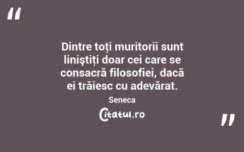 Dintre toţi muritorii sunt liniştiţi doar cei care se consacră filosofiei, dacă ei trăiesc cu adevărat. Seneca...