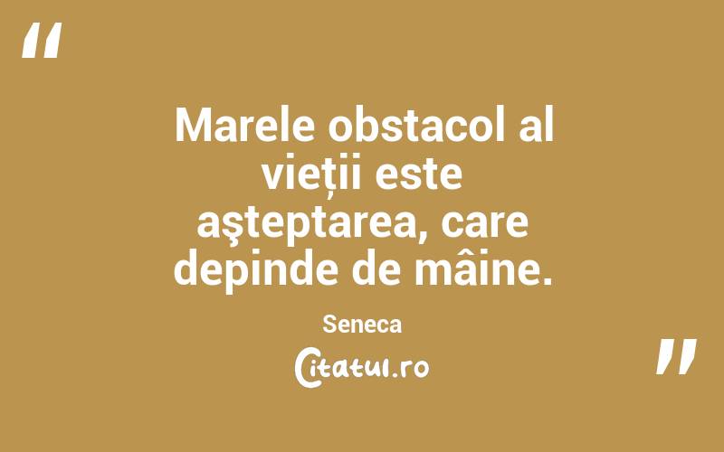 Marele obstacol al vieţii este aşteptarea, care depinde de mâine. Seneca
