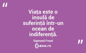 Viaţa este o insulă de suferinţă într-un ocean de indiferenţă. Sigmund Freud...