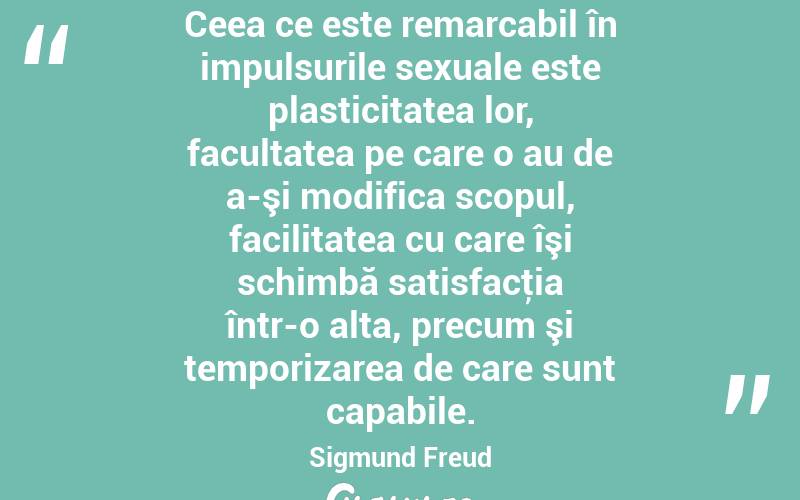 Ceea ce este remarcabil în impulsurile sexuale este plasticitatea lor, facultatea pe care o au de a-şi modifica scopul, facilitatea cu care îşi schimbă satisfacţia într-o alta, precum şi temporizarea de care sunt capabile. Sigmund Freud