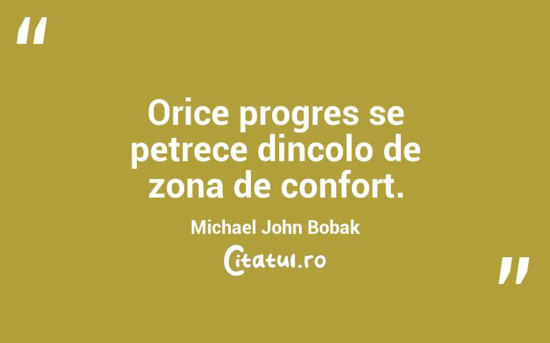Orice progres se petrece dincolo de zona de confort.  Michael John Bobak
