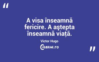 A visa înseamnă fericire. A aştepta înseamnă viaţă. Victor Hugo...