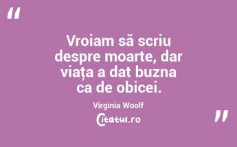 Vroiam să scriu despre moarte, dar viaţa a dat buzna ca de obicei. Virginia Woolf...
