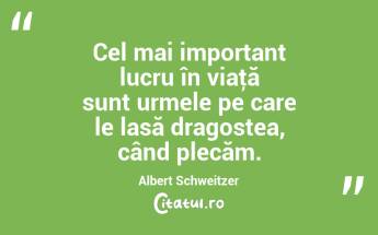 Cel mai important lucru în viaţă sunt urmele pe care le lasă dragostea, când plecăm. Albert Schweitzer...
