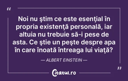 Noi nu ştim ce este esenţial în propr...