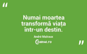Numai moartea transformă viaţa într-un destin. André Malraux...