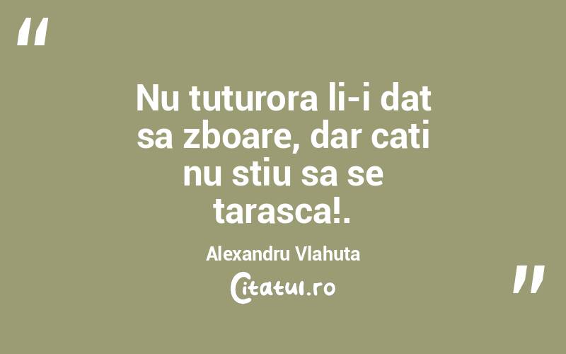Nu tuturora li-i dat sa zboare, dar cati nu stiu sa se tarasca!. Alexandru Vlahuta
