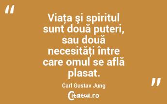 Viaţa şi spiritul sunt două puteri, sau două necesităţi între care omul se află plasat. Carl Gustav Jung...