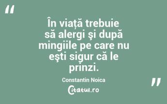 În viaţă trebuie să alergi şi după mingiile pe care nu eşti sigur că le prinzi. Constantin Noica...