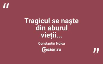 Tragicul se naşte din aburul vieţii... Constantin Noica...