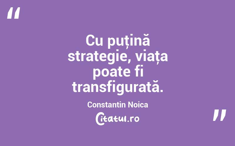Cu puţină strategie, viaţa poate fi transfigurată. Constantin Noica