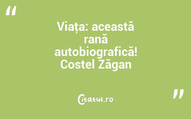 Viaţa: această rană autobiografică! Costel Zăgan