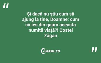 Şi dacă nu ştiu cum să ajung la tine, Doamne: cum să ies din gaura aceasta numită viaţă?! Costel Zăgan...