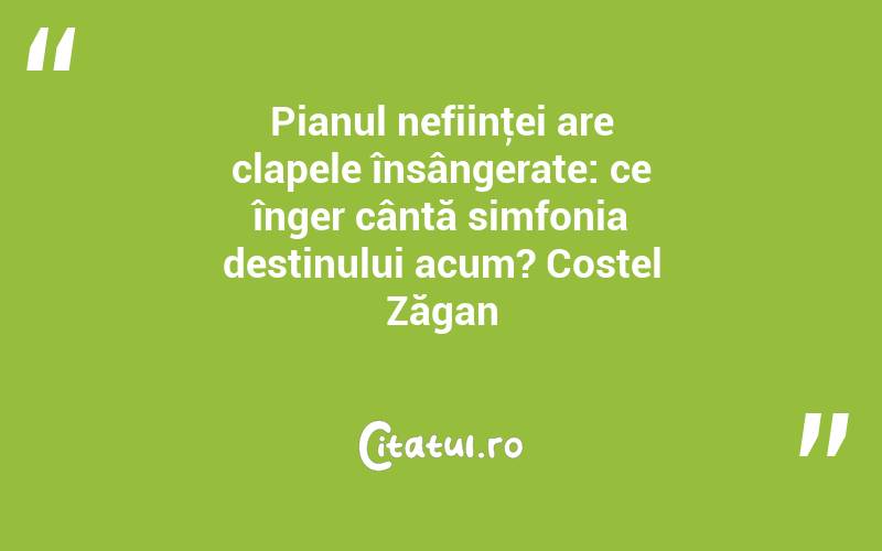 Pianul nefiinţei are clapele însângerate: ce înger cântă simfonia destinului acum? Costel Zăgan
