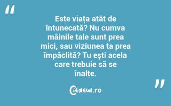 Este viaţa atât de întunecată? Nu cumva mâinile tale sunt prea mici, sau viziunea ta prea împâclită? Tu eşti acela care trebuie să se înalţe. ...