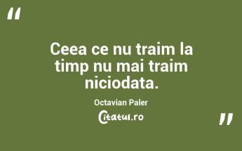 Ceea ce nu traim la timp nu mai traim niciodata. Octavian Paler...
