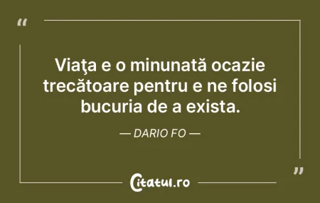 Viaţa e o minunată ocazie trecătoare ...