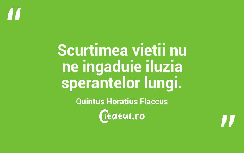 Scurtimea vietii nu ne ingaduie iluzia sperantelor lungi.  Quintus Horatius Flaccus