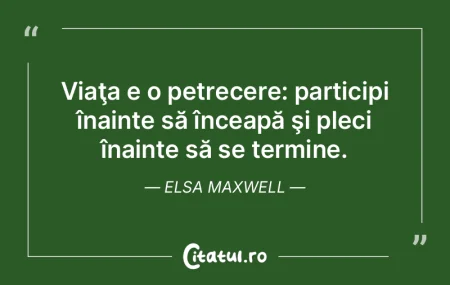 Viaţa e o petrecere: participi înainte... Viaţa e o petrecere: participi înainte...