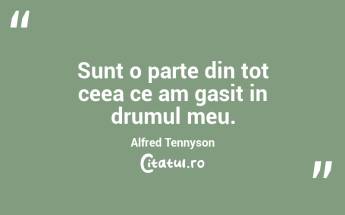 Sunt o parte din tot ceea ce am gasit in drumul meu. Alfred Tennyson...